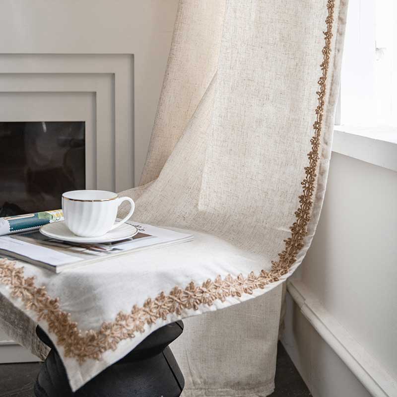 Curtain Semi-Blackout Beige Boho Style