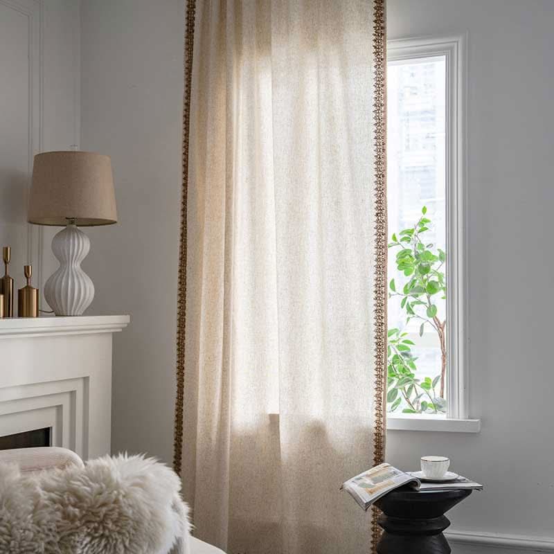 Curtain Semi-Blackout Beige Boho Style