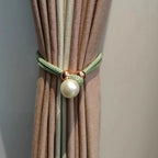 Curtain Tiebacks Pearl Accent & Braided Rope Set of Two