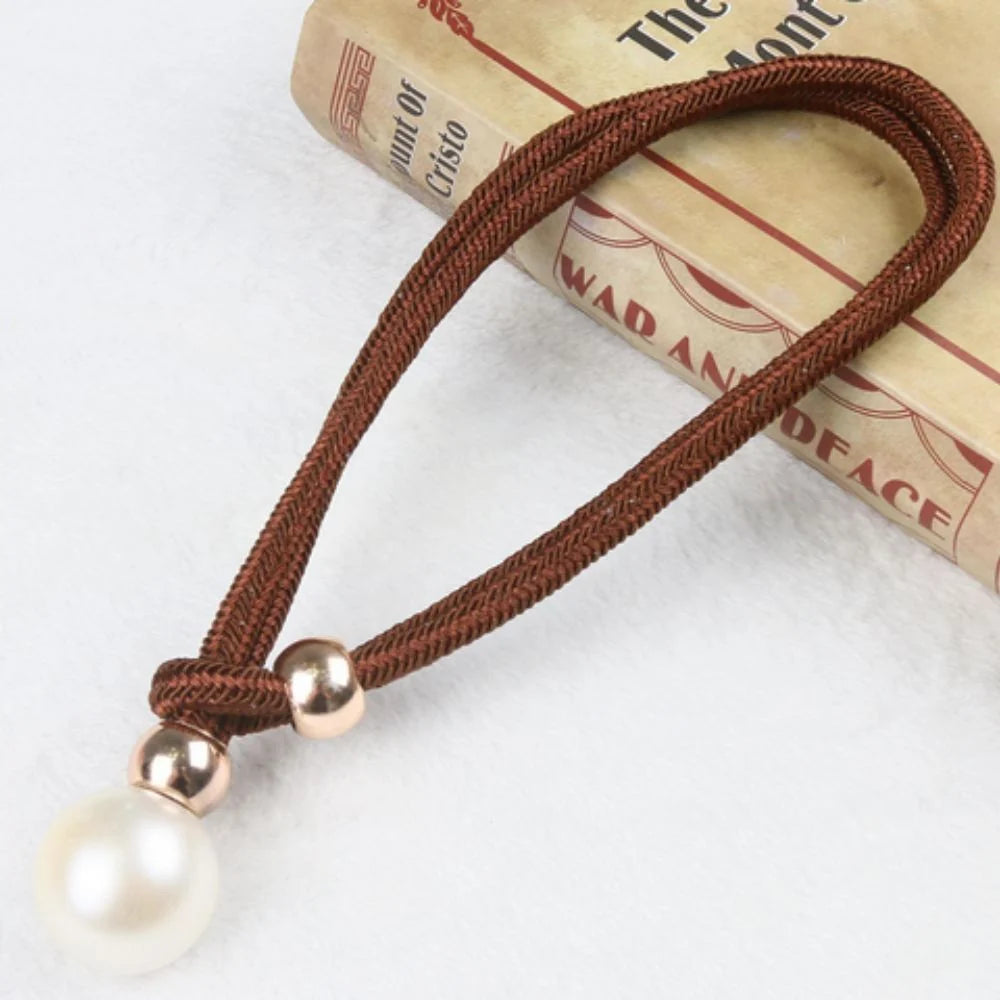 Curtain Tiebacks Pearl Accent & Braided Rope Set of Two