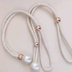 Curtain Tiebacks Pearl Accent & Braided Rope Set of Two