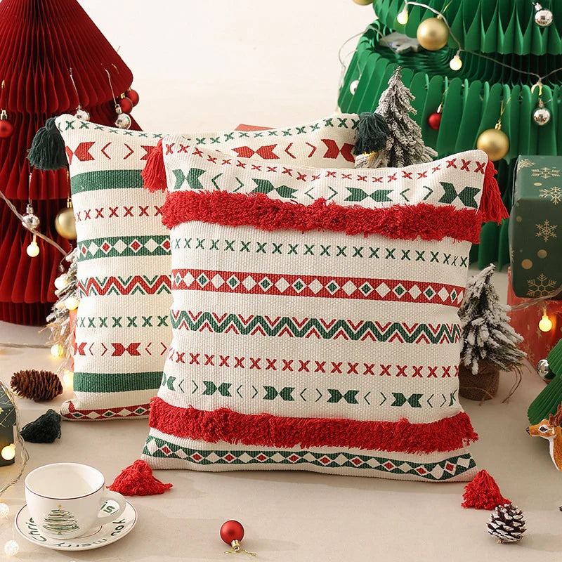 Cushion 3D Christmas Tree Plush Bell Accents