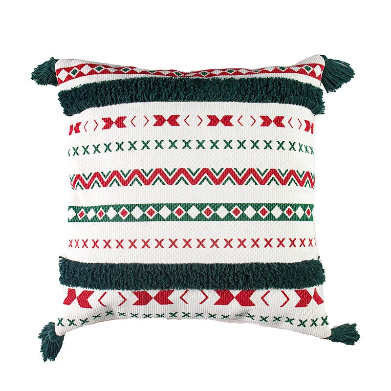 Cushion 3D Christmas Tree Plush Bell Accents