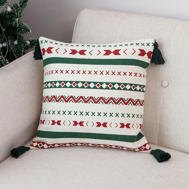 Cushion 3D Christmas Tree Plush Bell Accents