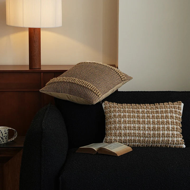 Cushion Cover 18 Inch Square Coarse-Woven Cotton Blend Tufted