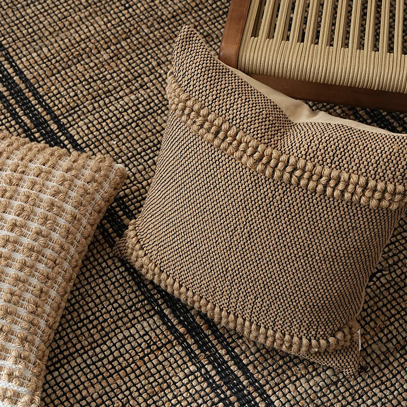 Cushion Cover 18 Inch Square Coarse-Woven Cotton Blend Tufted