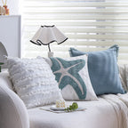 Cushion Cover 18x18 Inch High-Pile Starfish Cotton-Linen Blend