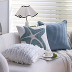 Cushion Cover 18x18 Inch High-Pile Starfish Cotton-Linen Blend
