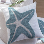 Cushion Cover 18x18 Inch High-Pile Starfish Cotton-Linen Blend