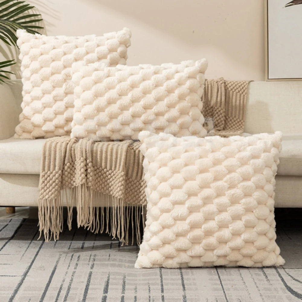 Cushion Cover 3D Textured Cotton-Polyester Zipper