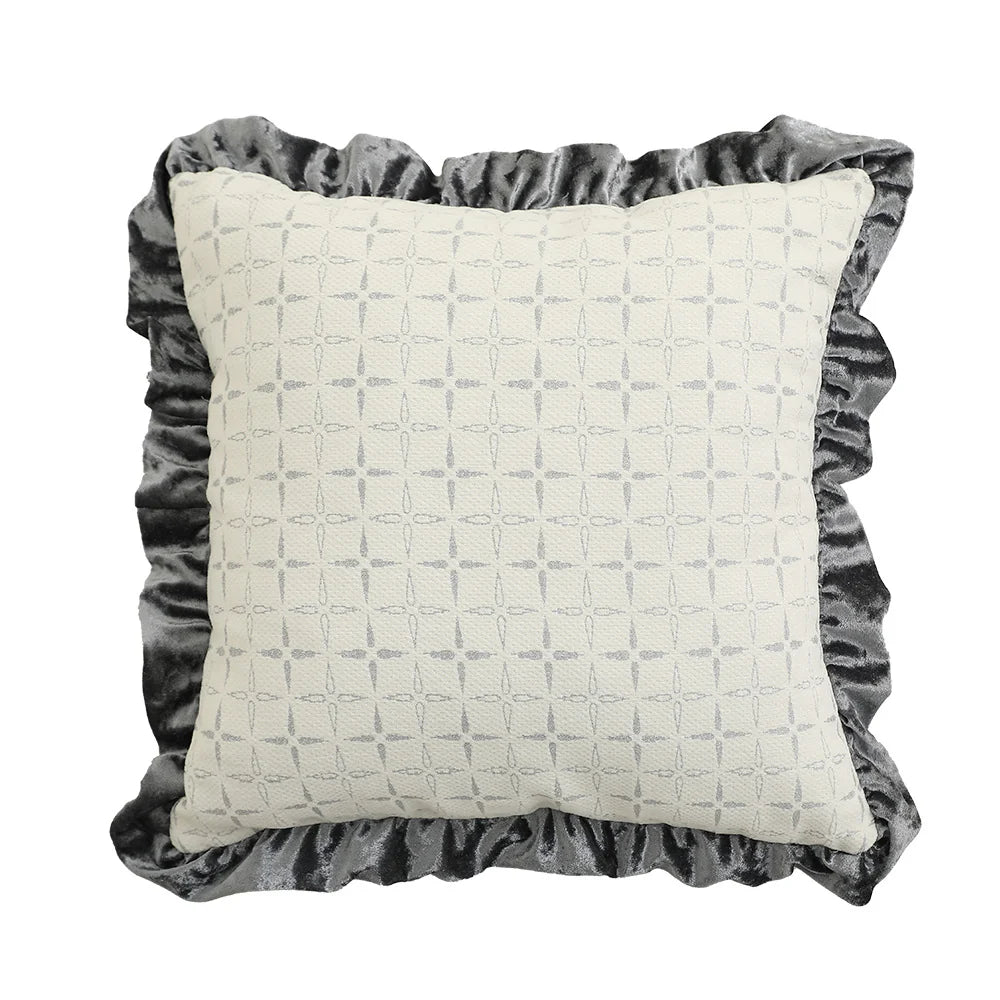 Cushion Cover Baroque Jacquard Putto Velvet Ruffle 18x18 Inch