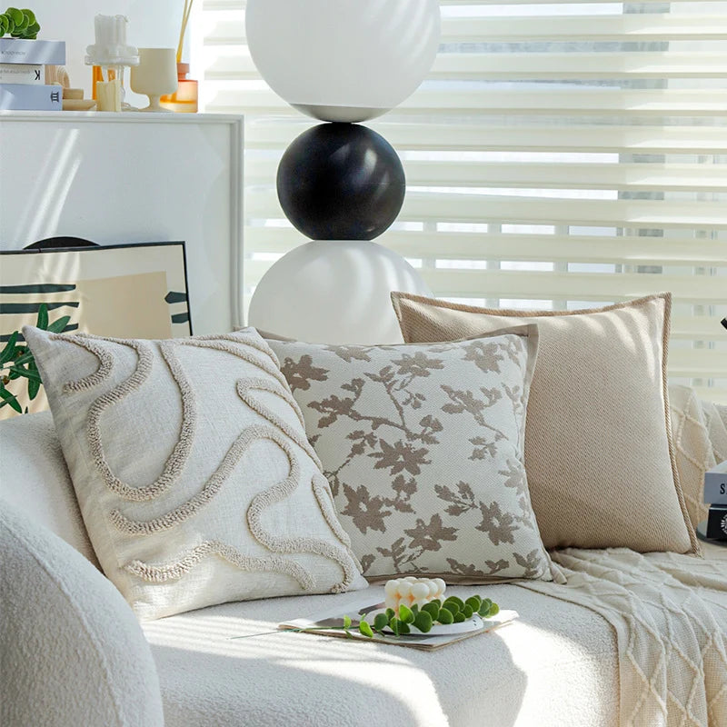 Cushion Cover Botanical Jacquard Satin Piping