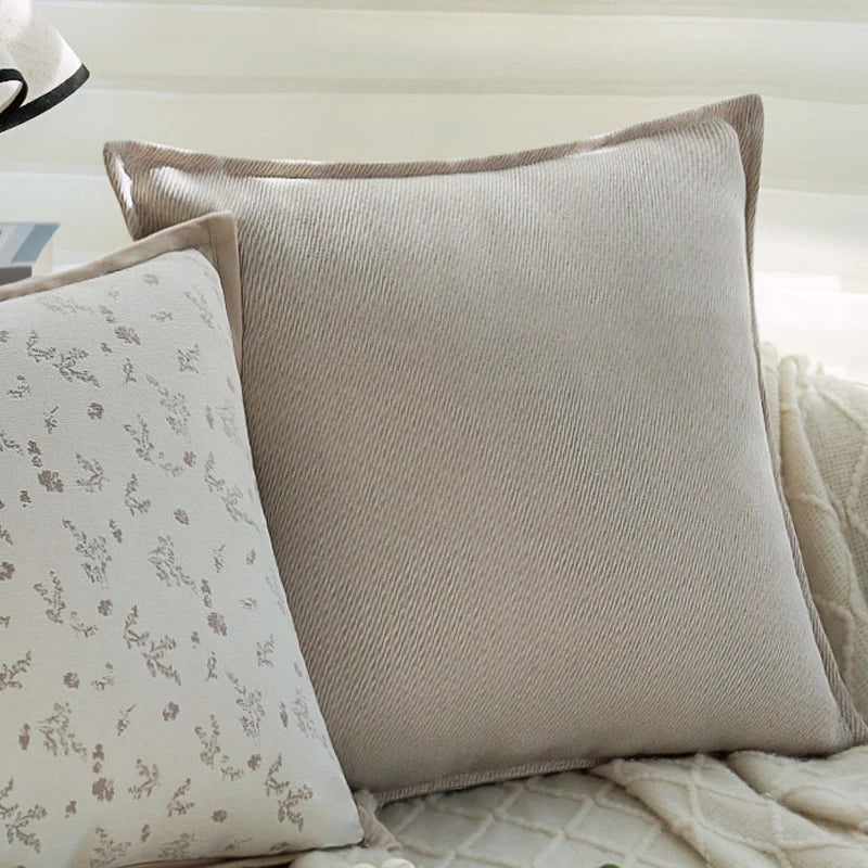 Cushion Cover Botanical Jacquard Satin Piping