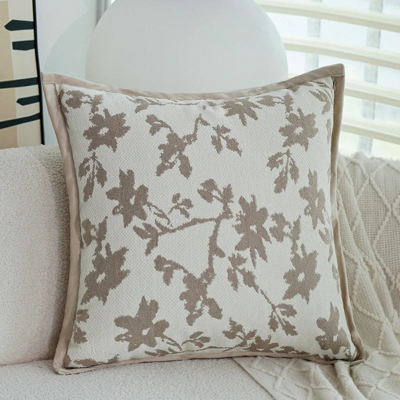Cushion Cover Botanical Jacquard Satin Piping
