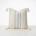 Cushion Cover Bouclé Stripes Cotton Blend Corner Tassels