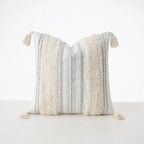 Cushion Cover Bouclé Stripes Cotton Blend Corner Tassels
