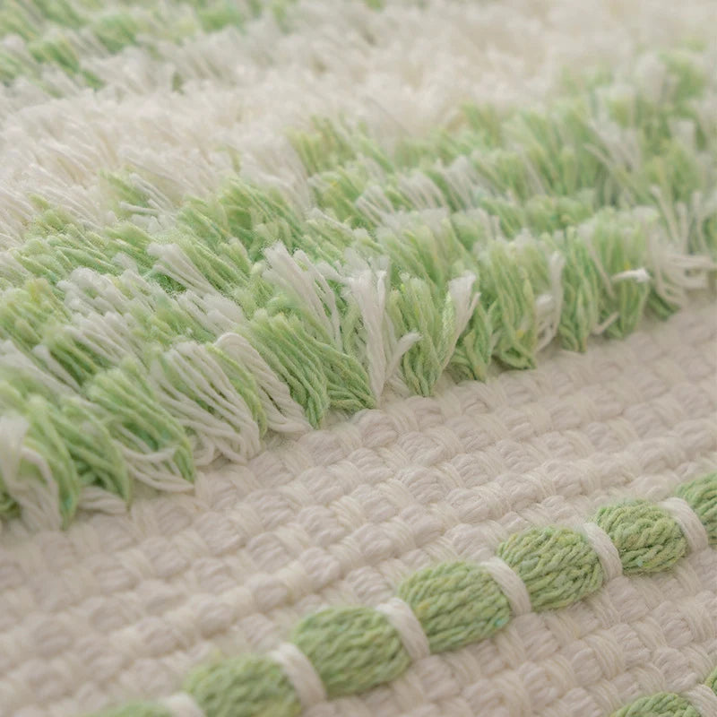 Cushion Cover Bouclé Stripes Cotton Blend Corner Tassels