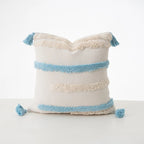 Cushion Cover Bouclé Stripes Cotton Blend Corner Tassels