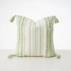Cushion Cover Bouclé Stripes Cotton Blend Corner Tassels