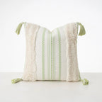 Cushion Cover Bouclé Stripes Cotton Blend Corner Tassels