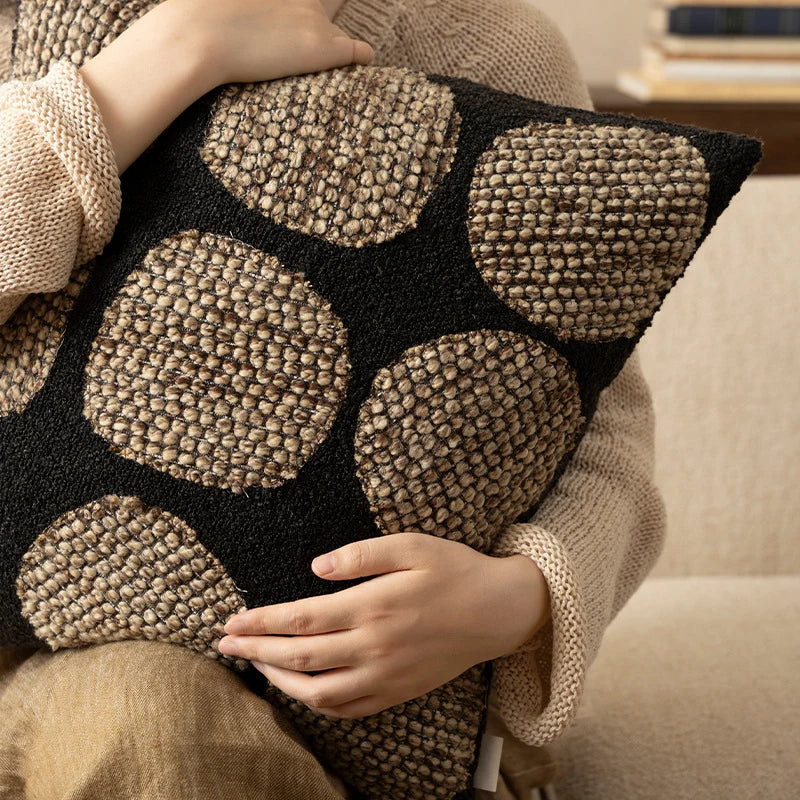 Cushion Cover Bouclé Texture 3D Appliqué 18x18 Inch