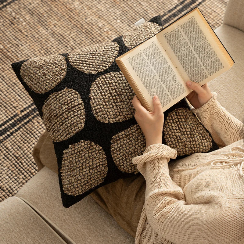 Cushion Cover Bouclé Texture 3D Appliqué 18x18 Inch