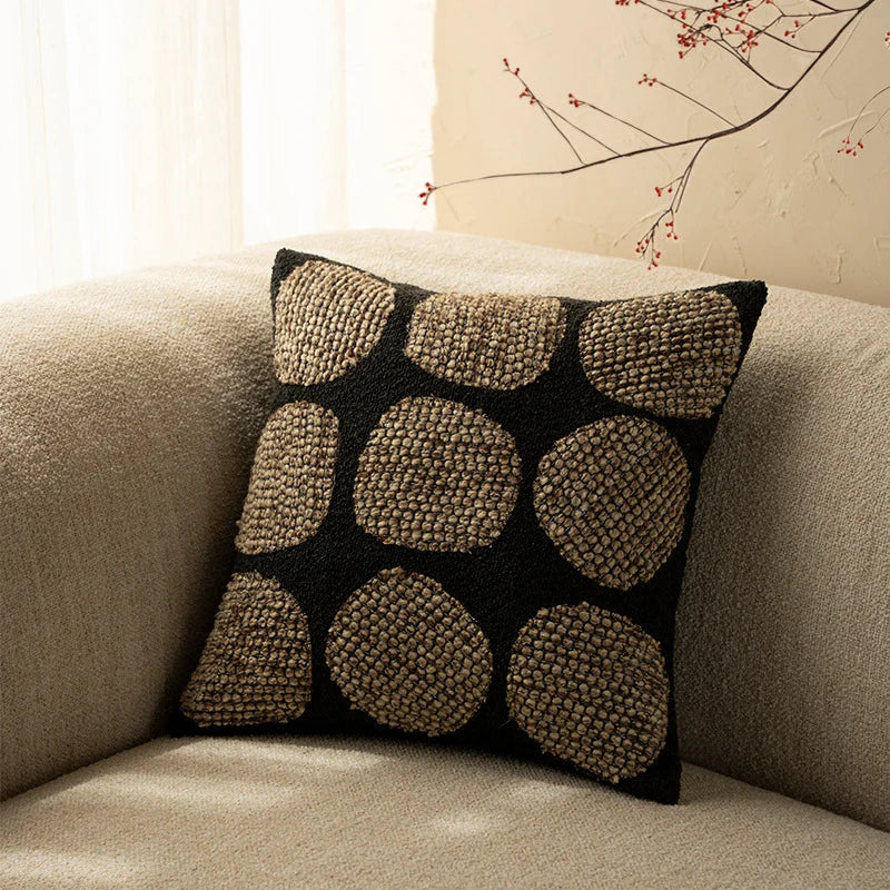 Cushion Cover Bouclé Texture 3D Appliqué 18x18 Inch