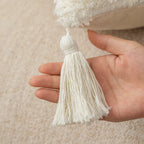 Cushion Cover Bouclé Texture Quilted Tufting & Tassel Trim