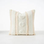 Cushion Cover Bouclé Texture Quilted Tufting & Tassel Trim