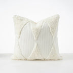 Cushion Cover Bouclé Texture Quilted Tufting & Tassel Trim