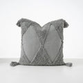 Cushion Cover Bouclé Texture Quilted Tufting & Tassel Trim