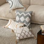 Cushion Cover Boucle Zigzag & Diamond Cotton Blend Tassels