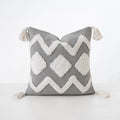 Cushion Cover Boucle Zigzag & Diamond Cotton Blend Tassels