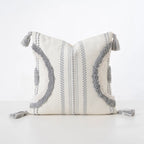 Cushion Cover Boucle Zigzag & Diamond Cotton Blend Tassels