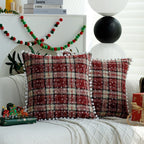Cushion Cover Checked Flannel Teddy Trim & Concealed Zipper