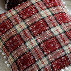 Cushion Cover Checked Flannel Teddy Trim & Concealed Zipper