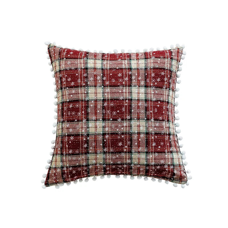 Cushion Cover Checked Flannel Teddy Trim & Concealed Zipper