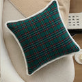 Cushion Cover Checked Flannel Teddy Trim & Concealed Zipper