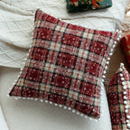 Cushion Cover Checked Flannel Teddy Trim & Concealed Zipper