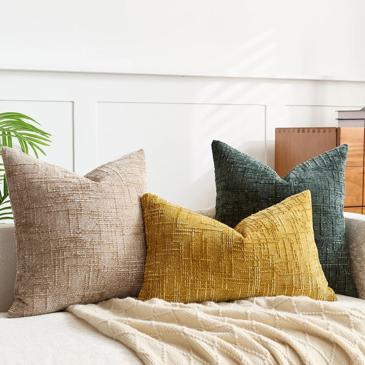 Cushion Cover Chenille Texture & Bamboo Structure