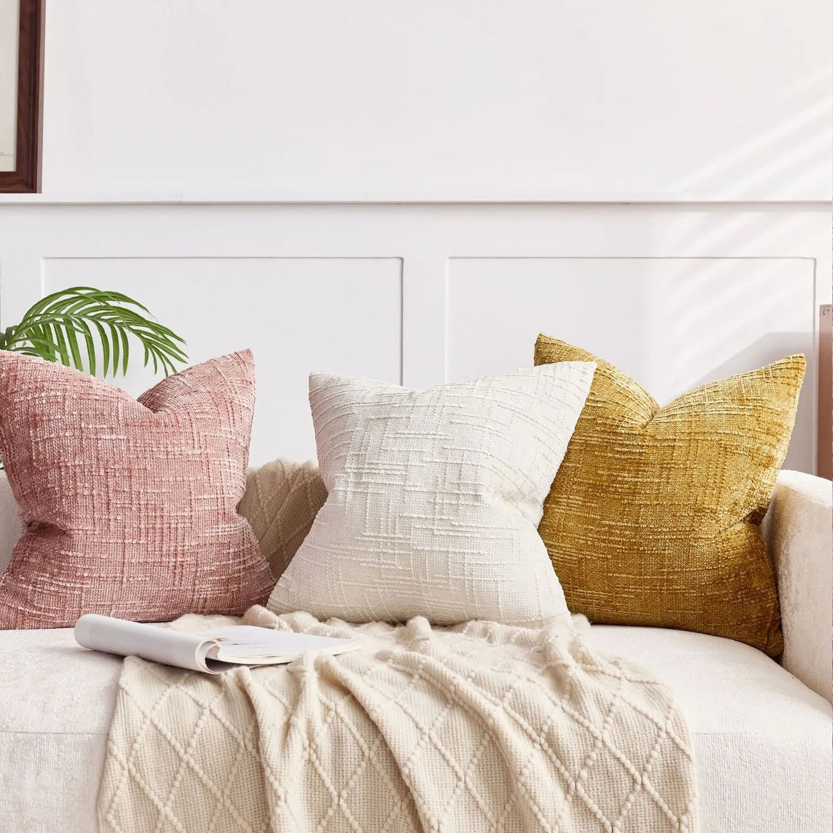 Cushion Cover Chenille Texture & Bamboo Structure