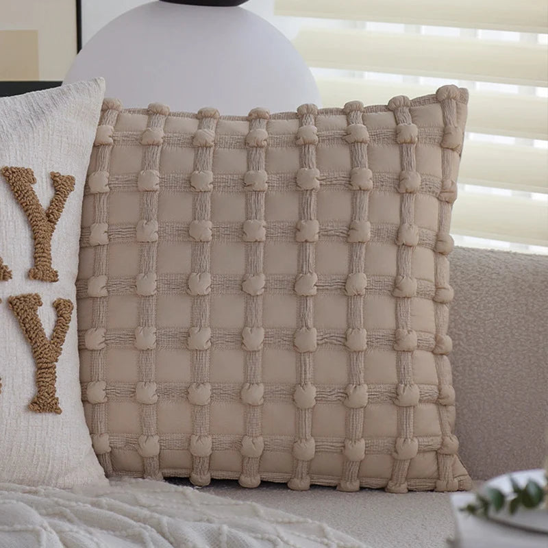 Cushion Cover Coarse Woven Linen-Look Invisible Zipper 18x18