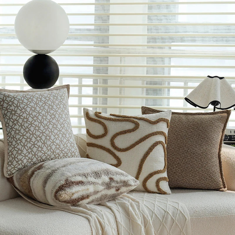 Cushion Cover Coarse Woven Linen-Look Invisible Zipper 18x18