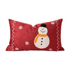 Cushion Cover Cotton Blend Embroidered Snowman & Village