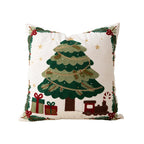 Cushion Cover Cotton Blend Embroidered Snowman & Village