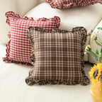 Cushion Cover Cotton Blend Gingham Ruffle 18 x 18