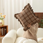 Cushion Cover Cotton Blend Gingham Ruffle 18 x 18