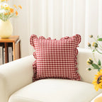 Cushion Cover Cotton Blend Gingham Ruffle 18 x 18