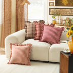 Cushion Cover Cotton Blend Gingham Ruffle 18 x 18