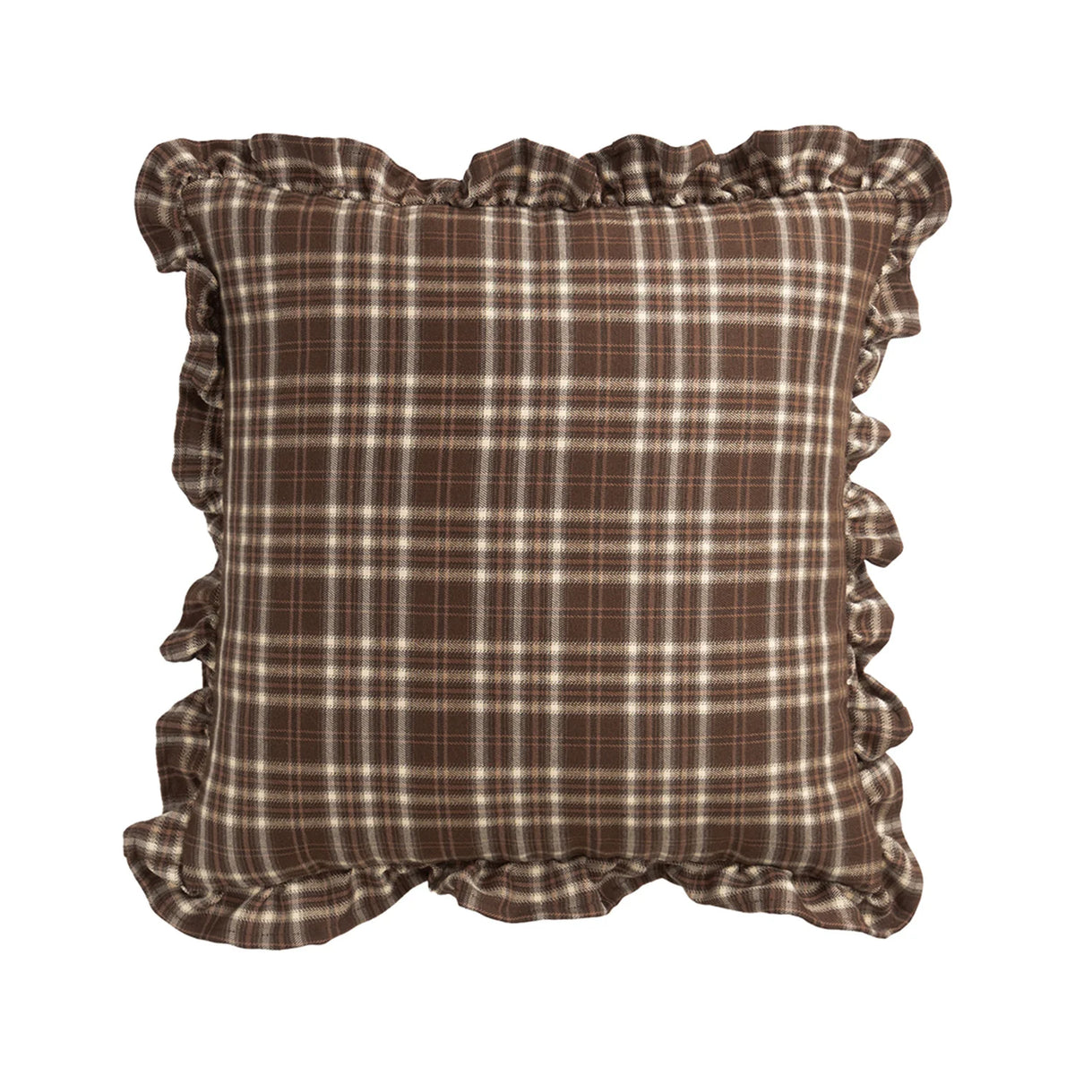 Cushion Cover Cotton Blend Gingham Ruffle 18 x 18